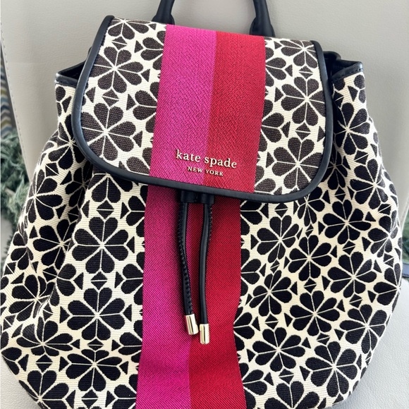 Kate Spade Black and Red Floral Backpack